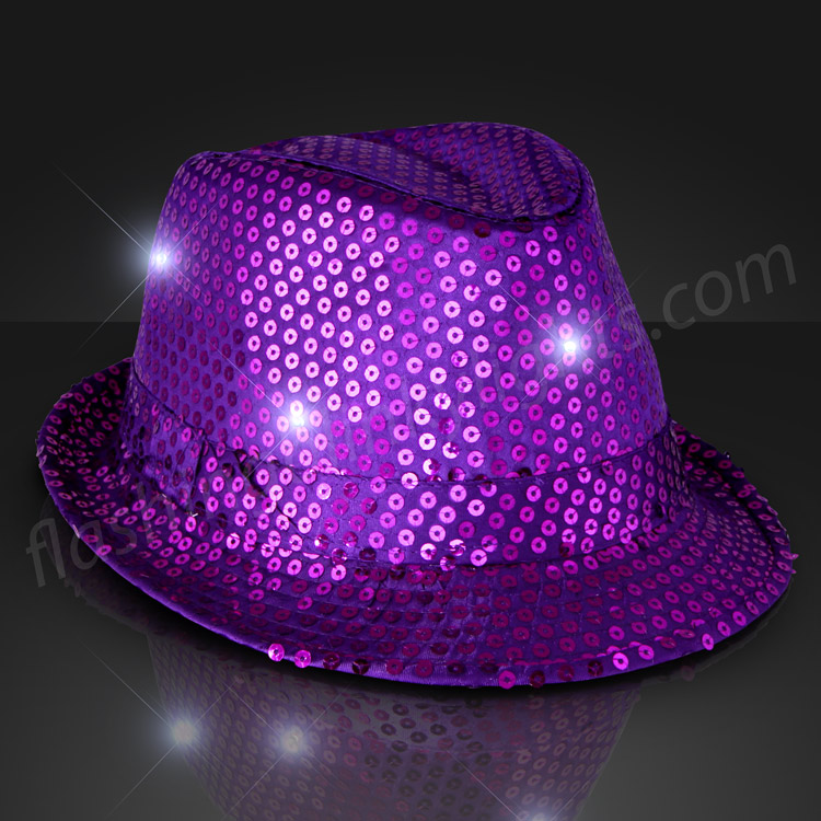 FlashingBlinkyLights Sequin Flashing Fedoras with Blinking LEDs, Purple