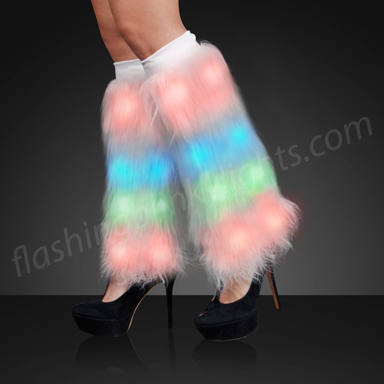 Light Up Clothing Accessories for Women & Girls 1 pair Blue Aoneky LED Lighting Flashing Furry Arm Leg Warmers 