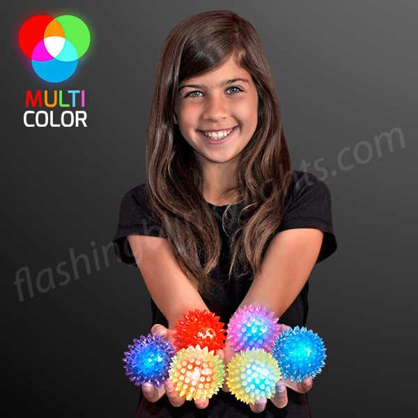 Pack of 24 Large Flashing Spiky Balls Party Favor Bouncy Toy 