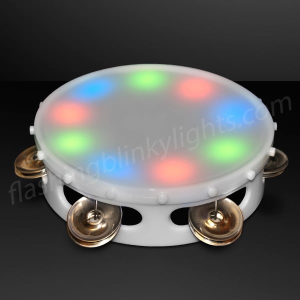 quanjucheer 1pcs Flashing Tambourine,Flashing Light Toys Color LED Light Up Bells Rattles Toy Evening Party Stage Prop Random Color 