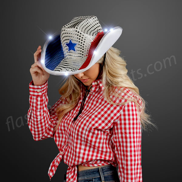 Red White \u0026 Blue LED Light Up Cowboy 