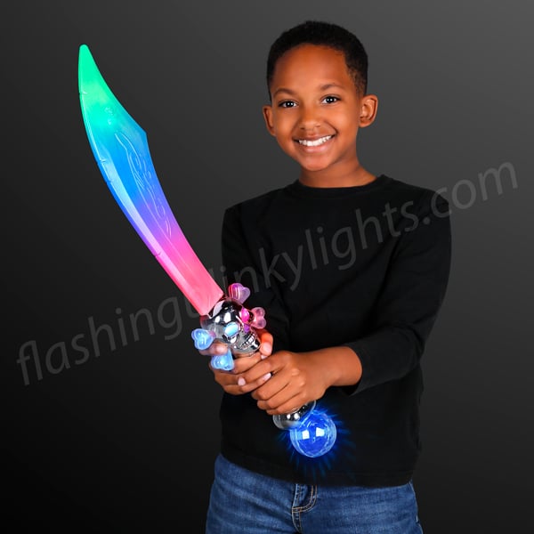3 pack Flashing LED Pirate Light up Sword with Sound Swashbuckler LED Sword 