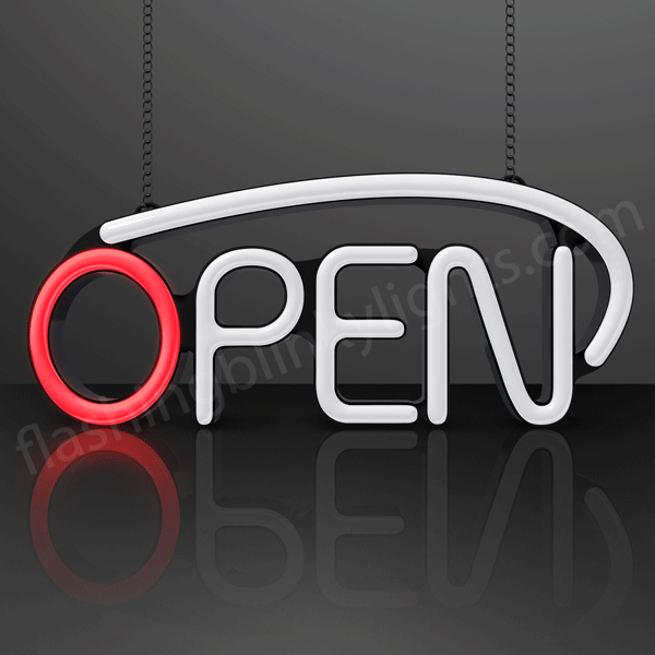 Neon LED Light Up Open Sign With A/C Adapter | FlashingBlinkyLights
