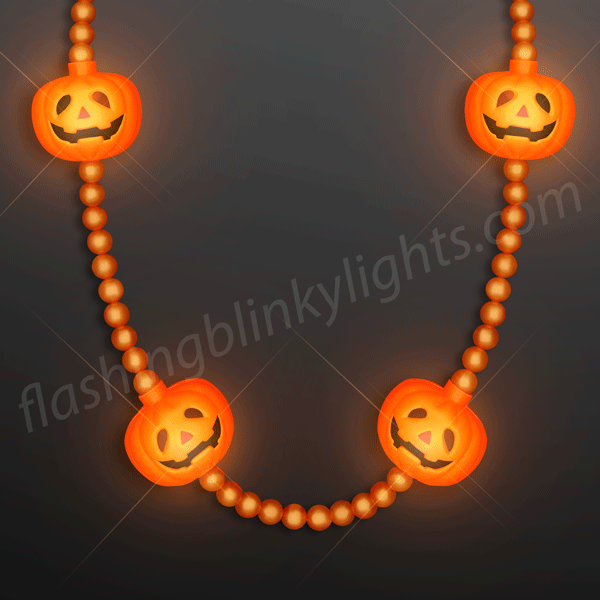 Halloween Pumpkin Light Up 11 LED 1.5 Inch Necklace gift shining