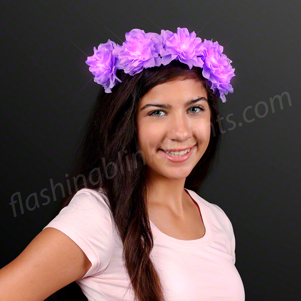 Light up Boho Headband Pink/Purple Flower 