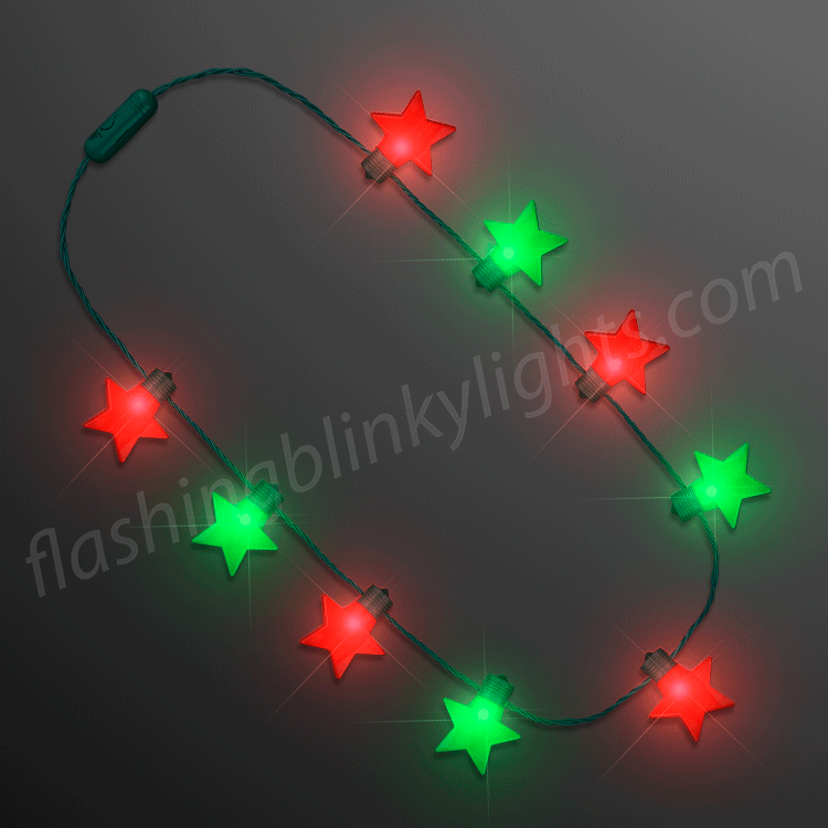 Christmas Light Up Stars LED Necklace FlashingBlinkyLights