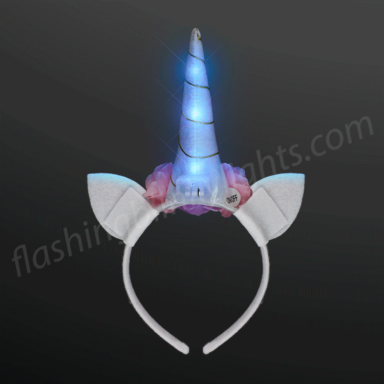 12 Light Up Unicorn Headbands Flashing Caticorn Ears Costume Horn Magical 