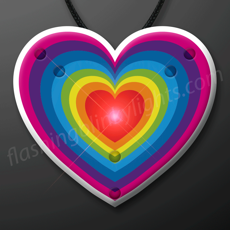 Retro Rainbow Heart Light Up Blinky Necklace