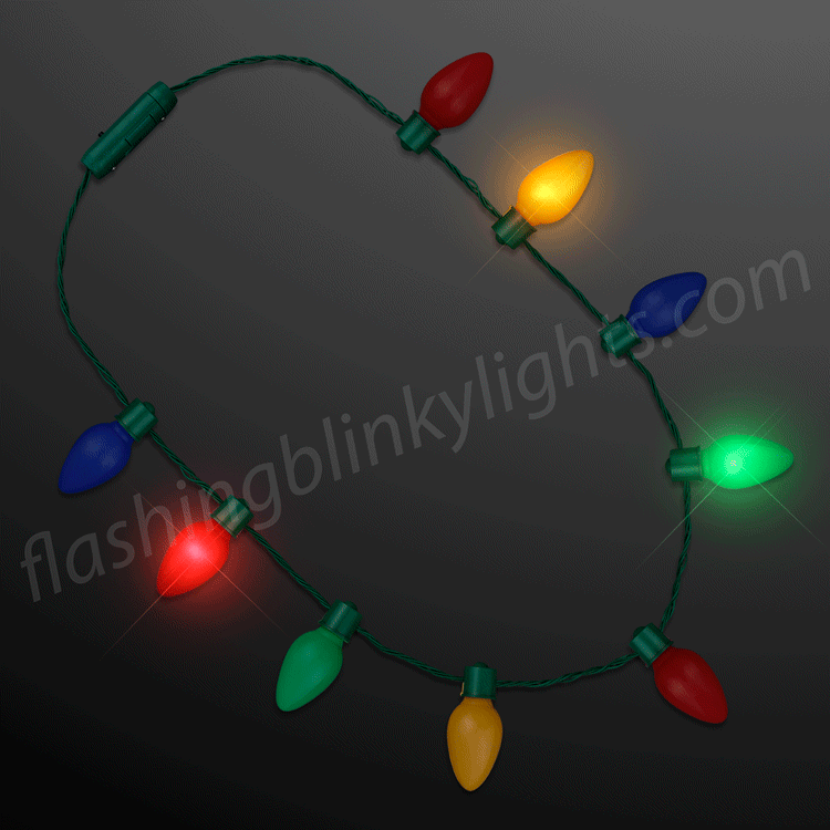 10 Light Up Christmas Necklace Blinking Bulbs CHRISTMAS PARTY favors Lot Of 10 