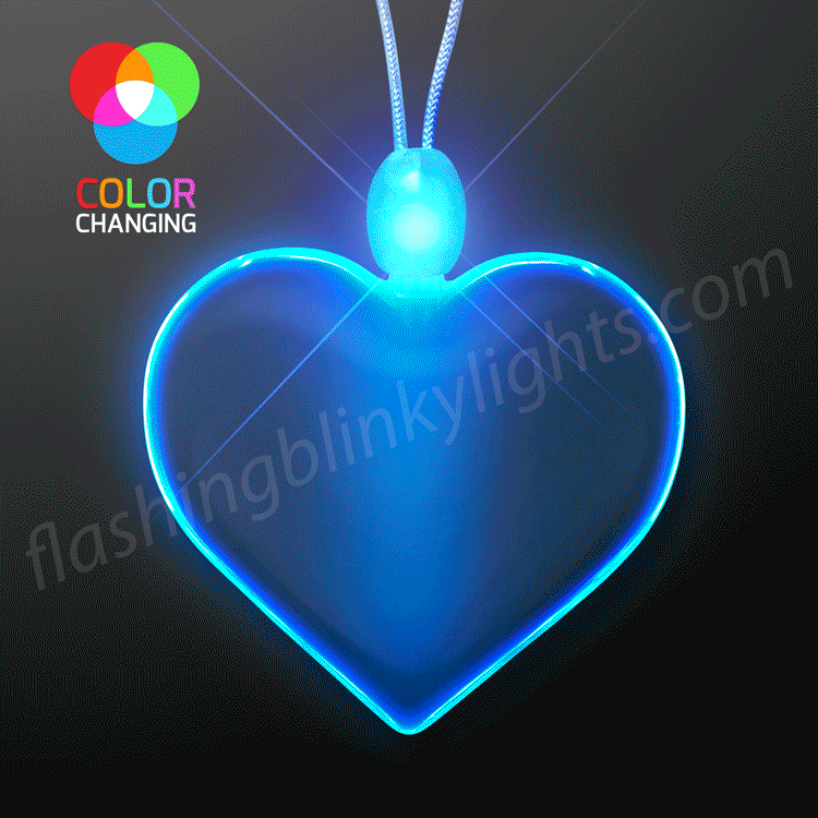 Rainbow Lights Acrylic Heart LED Necklace