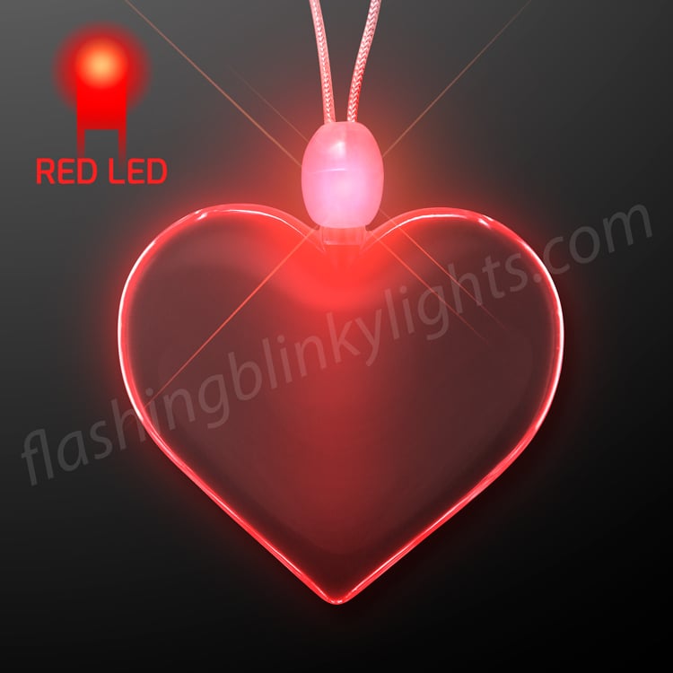 LED Acrylic Heart Necklace Red 