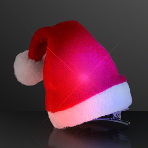 Light Up Mini Santa Hat LED Hair Clip | FlashingBlinkyLights