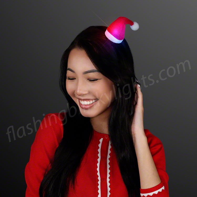 Light Up Mini Santa Hat LED Hair Clip | FlashingBlinkyLights