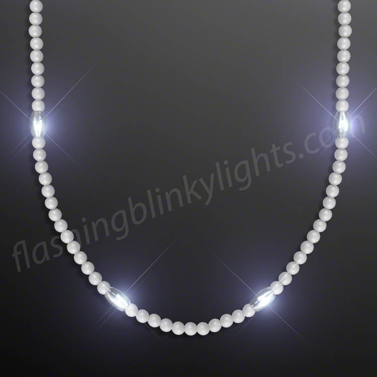 Flashing Light Up All White Necklace 