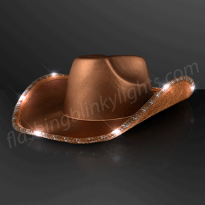 Brown Shimmer Light Up Shiny Cowboy Hat