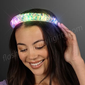 Woman wearing Light Up Iridescent Braid Headband
