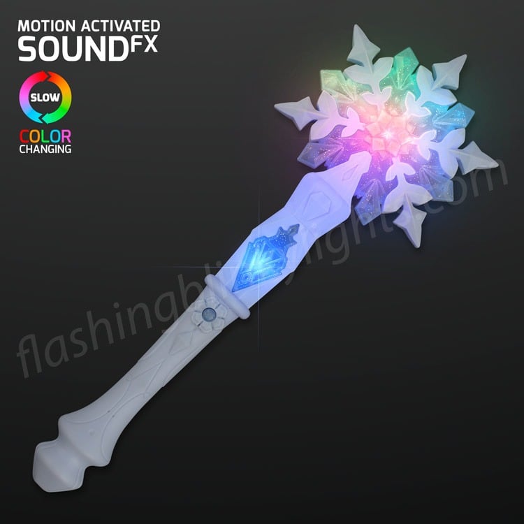 LED Snowflake Wand Toy with Magic Sounds | FlashingBlinkyLights