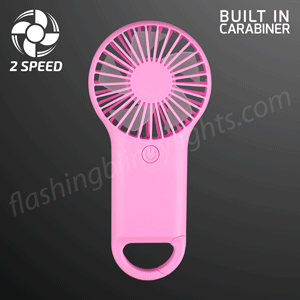 Pastel Pink Deluxe Mini Fan, Carabiner Clasp, Non-Light Up