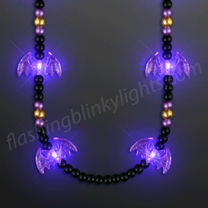 Light Up Bats Halloween Beads Necklace