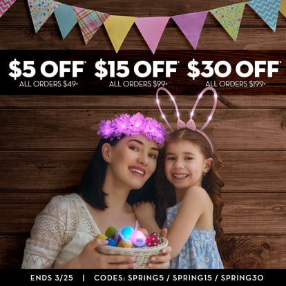 Mother and daughter celebrating Easter with light up wearable products.